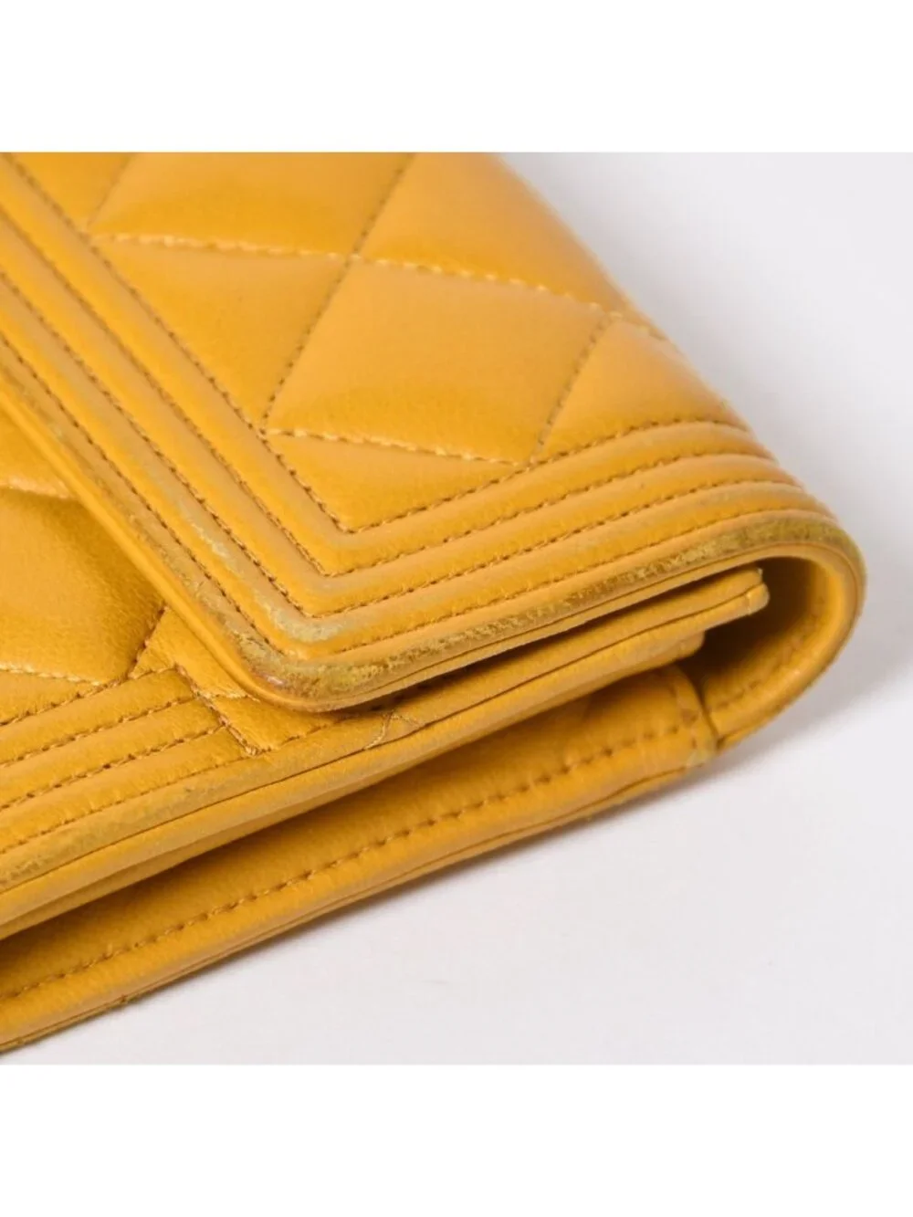 Chanel Boy Wallet CC Logo Lambskin Yellow Gold